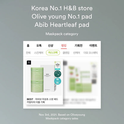 [Abib] Heartleaf spot pad Calming touch - 150ml. 80 pads