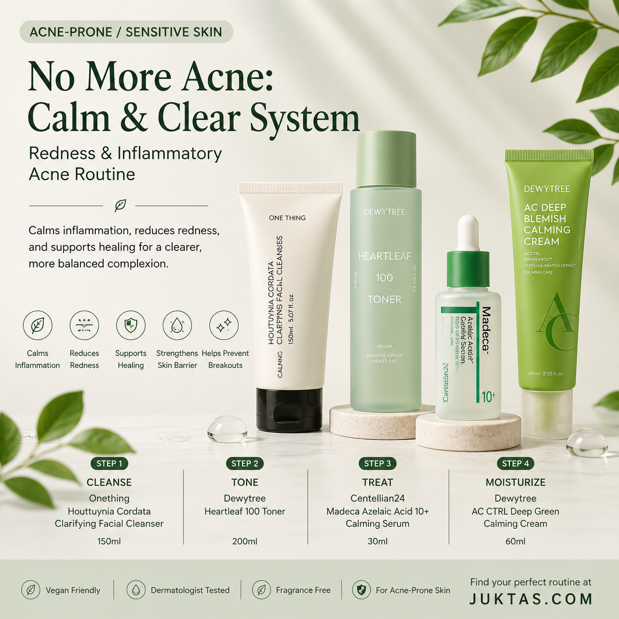 No more Acne: Calm & Clear System – Redness & Inflammatory Acne Routine